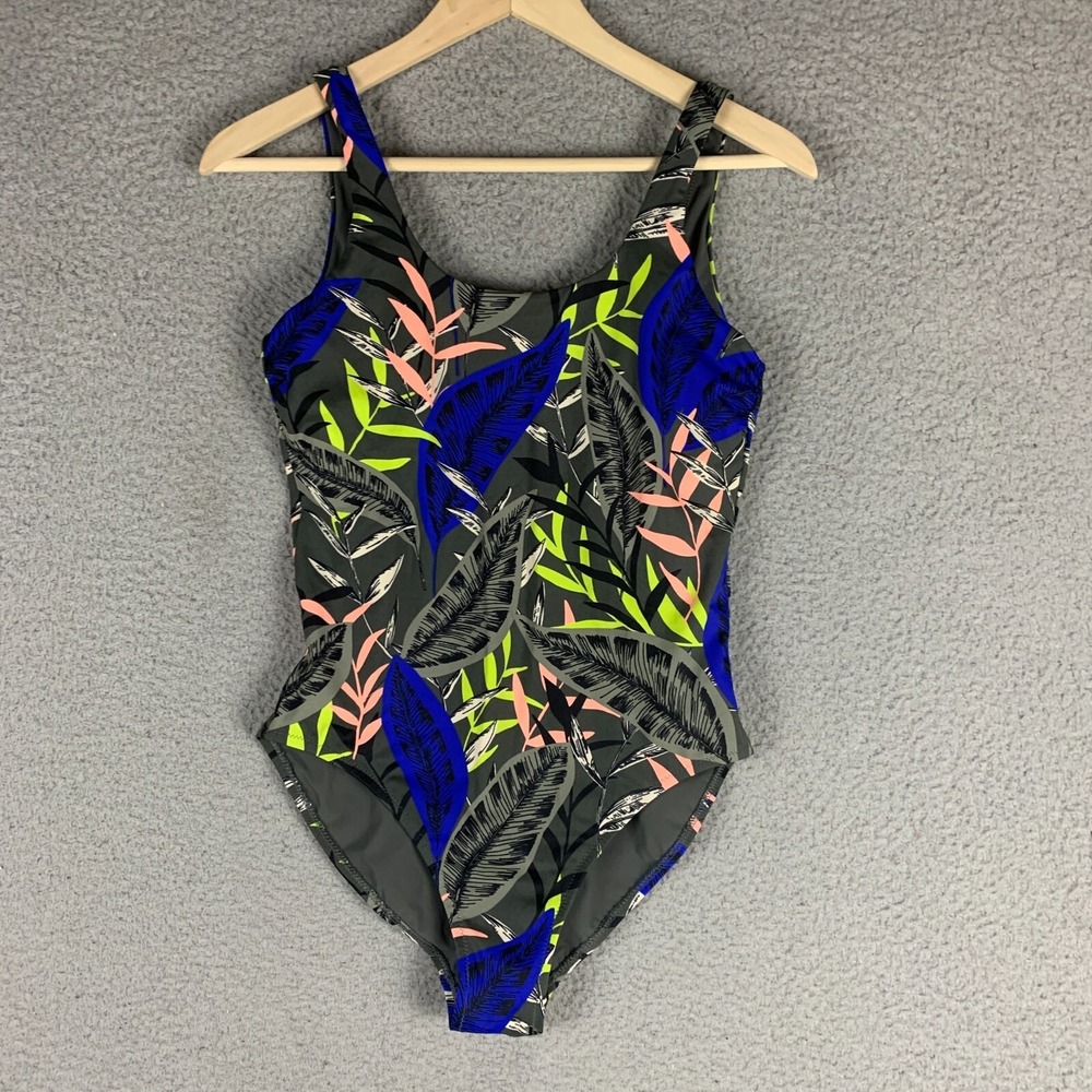 Athleta Swimsuit Small One Piece Dark Tropical High Thigh Modern‎